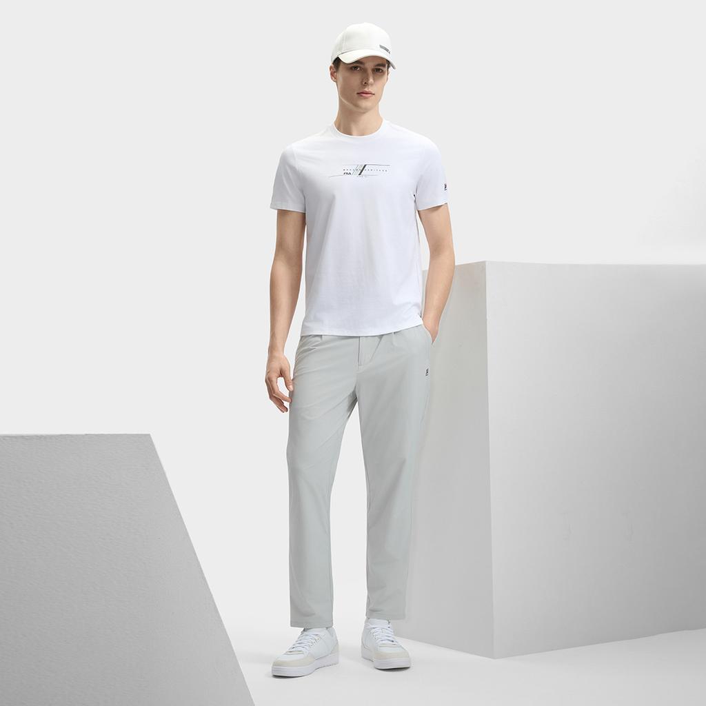 Fila Современное наследие Повседневная дышащая футболка с коротким рукавом Мужские топы Стандартный-Белый F11M431103FWT