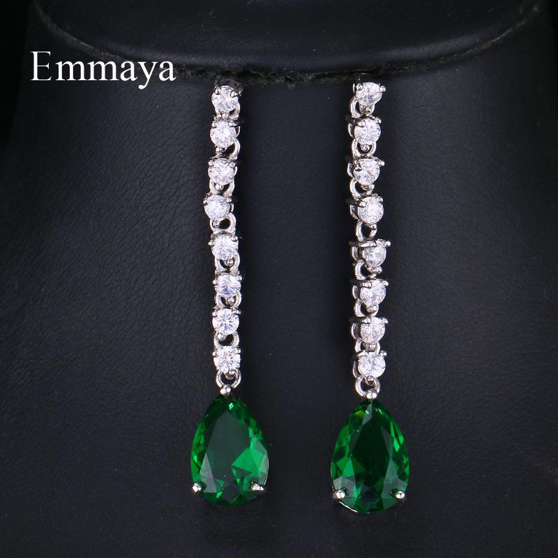 Emmaya Fashion Luxury Charm AAA Cubic Zircon Green Water Earrings For Women Wedding Birthday Jewelry Party Gift