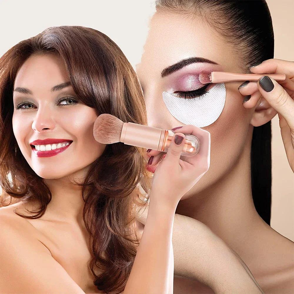 4 в 1 кисти для макияжа портативный дорожный набор кистей для макияжа выдвижная рассыпчатая пудра тени для век мини-кисть для макияжа косметические инструменты