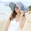 Модная женская шляпа с цветком, упаковываемая большая шляпа с широкими полями, анти-УФ-регулируемая женская пляжная шляпа от солнца