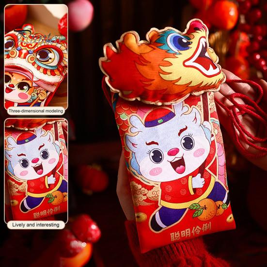 2024 год Дракона, красный конверт, мультяшный китайский Новый год, красный пакет из ткани Хунбао, подарок, денежный конверт, украшение для вечеринки в честь Лунного года