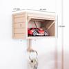 Key Holder for Wall Wooden Space-saving Key Rack Car Garage Shape Clothes Organizer Hook with Opening Door for Hallway