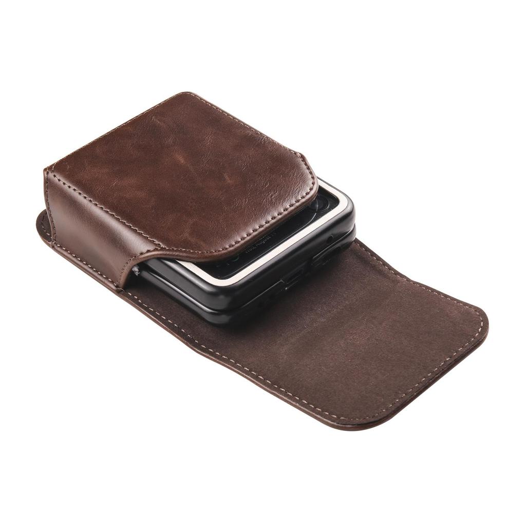 Роскошный кожаный чехол для телефона с зажимом на ремень, мужская поясная сумка для Samsung Galaxy Z Flip5 Flip4 Flip3 5G, Oppo Find N2 Flip Moto Razr, магнитная кобура, чехол