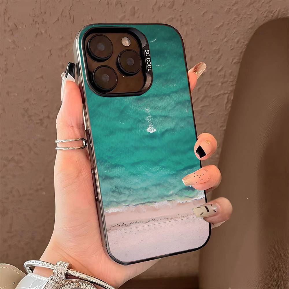 Чехол для телефона с волнами для iPhone 17 17Air 16 15 14 13 12 11 Pro Max Plus Цветной Серебристый