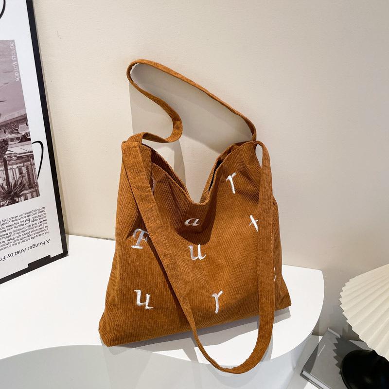 Осень новый дизайн большая вместимость простой модный вышивка буква повседневная сумка-мессенджер тоут на плечо