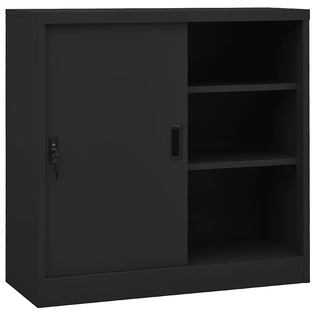 Vidaxl Szafka Biurowa Z Przesuwnymi Drzwiami, Antracytowa, 90X40X90 Cm