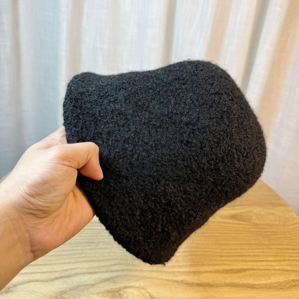 Lamb Wool Bucket Hat Women's Autumn and Winter Thickened Warm Basin Hat Solid Color Wool Bucket Hat