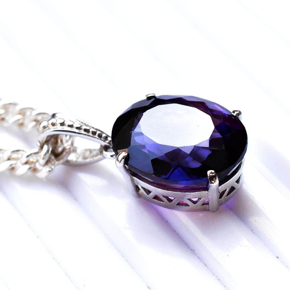 19Ct Natural Purple Tanzanite Oval Pendant 925 Sterling Silver Jewelry