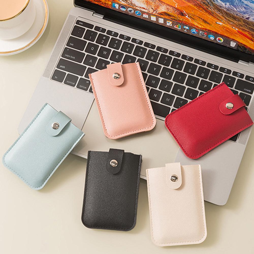 Stackable Pull-Out Card Holder Multi-Card Slots Credit Card Holder PU Leather Pocket Business Card