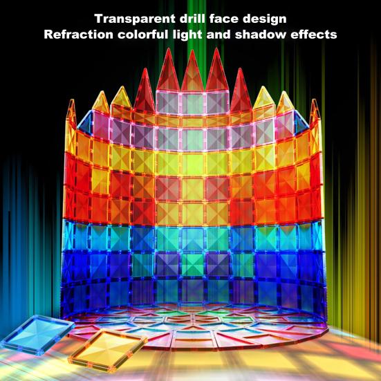 40Pcs/Set Colorful Magnetic Tile Kit Clear Geometric Shape Building Block Magnet Preschool Educational Brick Construction Toy Toddlers Boys Girls