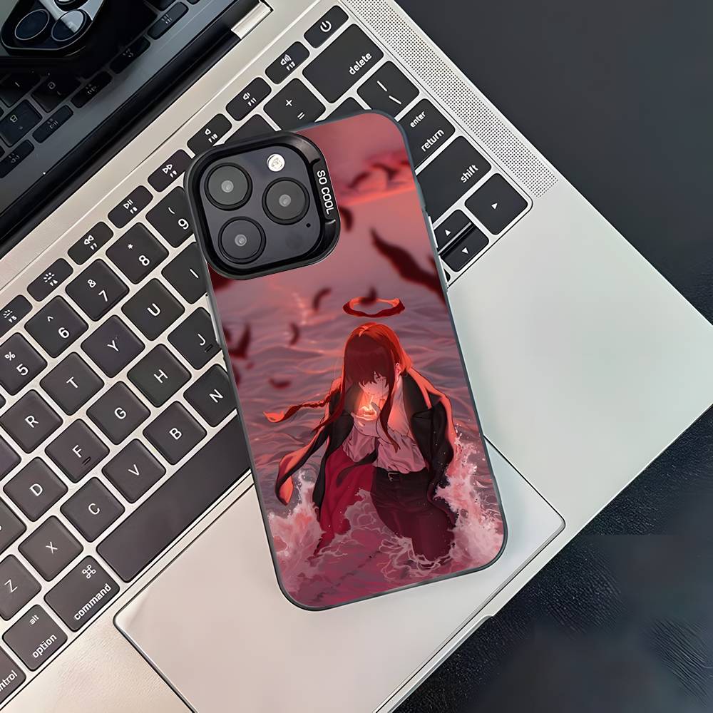 Чехол для телефона Аниме М-Макима для iPhone 17,16,15,14,13,12,11,Pro,XS,Max,Plus,Mini,SE4,E Черный Матовый Ударопрочный Чехол