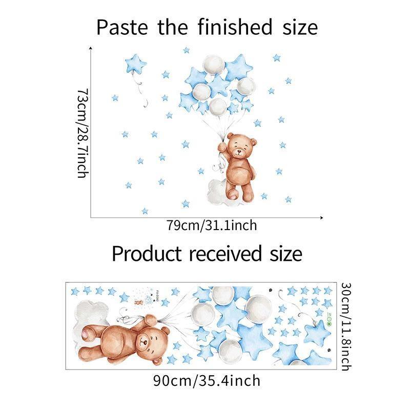 Мультяшный Звездный Медведь Луна Облако Украшение Наклейка на стену Украшение для дома Наклейка на стену Самоклеящаяся