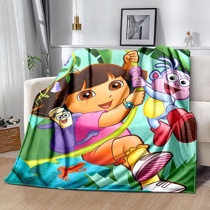 1pc Blanket D-Doras The Explorer Print Design, Lightweight Blanket for Sofa, Bed- Soft &Warm, Gift for All Seasons like Christmas, Halloween