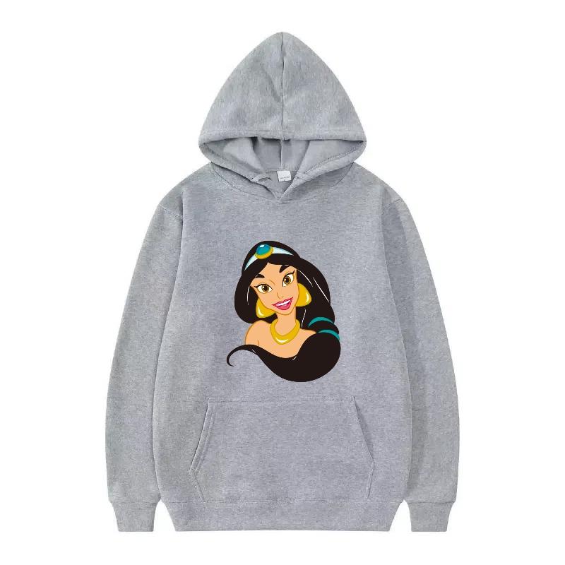 Disney Princess Pattern Woman Fashion Sporty Loose Black Spring Tops Clothes Pullovers Ladies Cheap Y2k Hoodies Men Sweatshirts