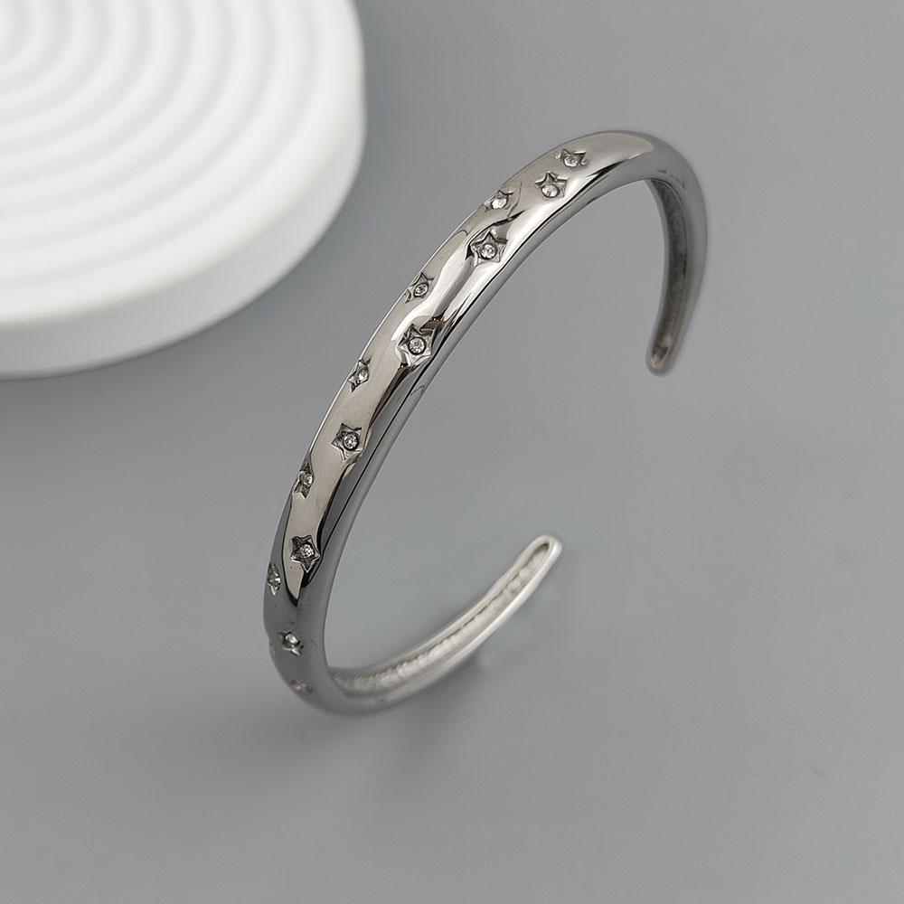 Новый Браслет из Нержавеющей Стали с Покрытием 18K, Пятиконечная Звезда, Цирконы, Высококачественный Водонепроницаемый Браслет для Пары, Подарок Жене