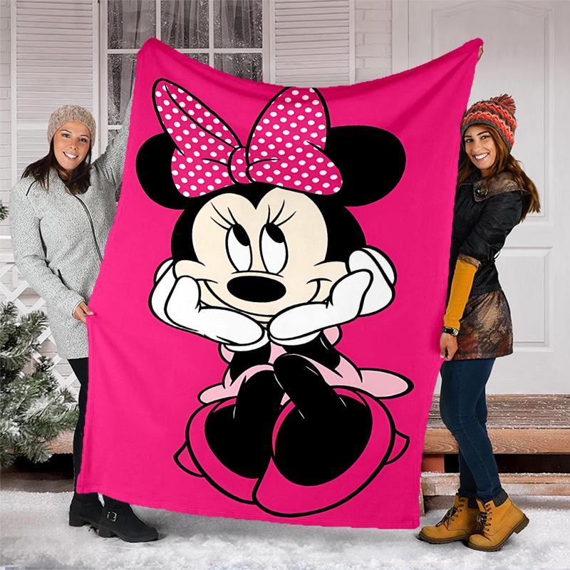 Minnie Mouse Flannel Fleece Blanket Cozy Warm Throw Blanket For Couch Bed Travel All Season Use