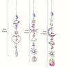 Crystal Moon & Sun Wind Chime with Diamond Prism Vibrant Rainbow Dream Catcher for Home and Garden Decor