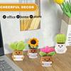 Crochet Positive Potted Plants with Card Emotional Support Handmade Knitting Sunflower Succulent