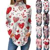 Women Fall Casual Long Sleeve Shirts Sweatshirt Printed High Neck Top Pullover