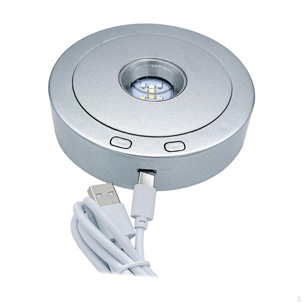 Motorized Rotating Display Stand Speed Adjustable with Colorful LED Lights Electric Turntable for