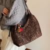Leopard Print Niche Tote Bag Women's 2025 Autumn New Casual Retro Versatile Foreign Style Shoulder Armpit Bag