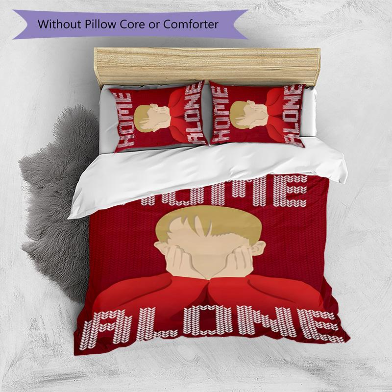 Home Alone 3pcs Bedding Set Duvet Cover Closure Includes 1 Duvet Cover & 2 Pillowcases for All Seasons Bedroom Home Dorm Decor