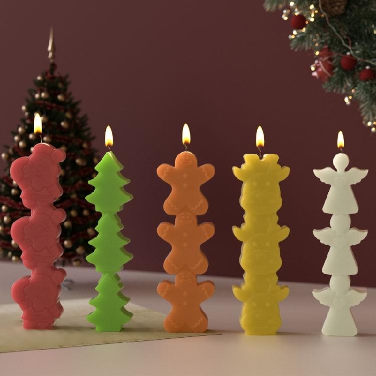 Reusable Holiday Candle Mold Santa Angel Reindeer Silicone Baking Tool For Festive Treats And Home Decoration