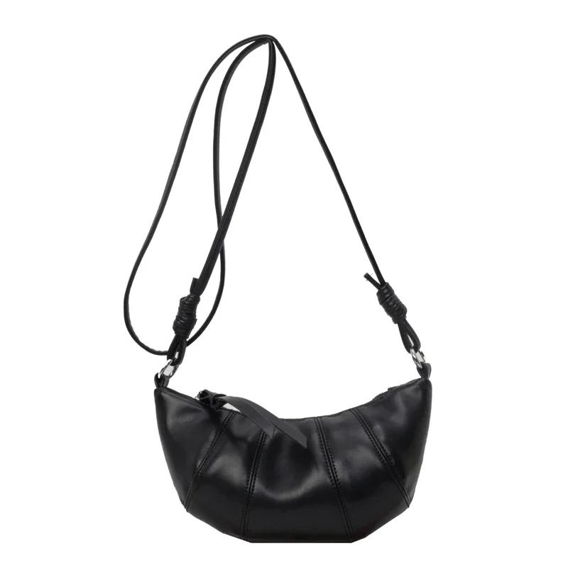 Сумки через плечо из искусственной кожи в форме рога, простые, универсальные, на молнии, супер крутые, изысканные, полумесяц, женские сумки через плечо, модный новый стиль