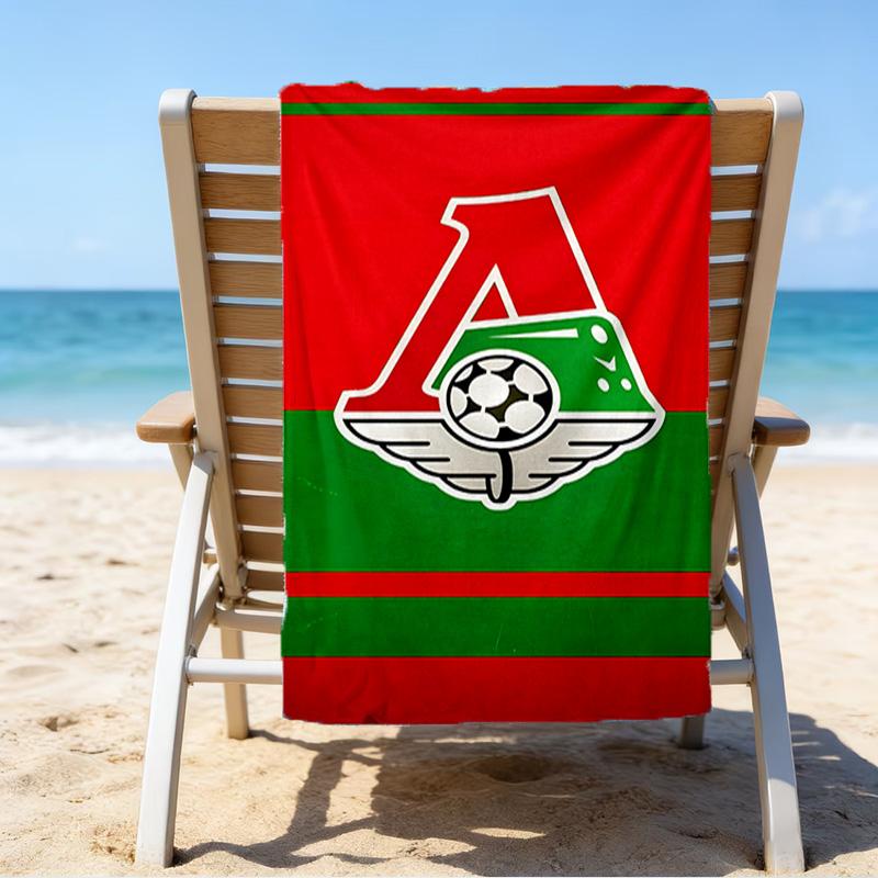 Green And Red Soccer Emblem Printed Beach Towel, Super Soft Microfiber, Perfect Gift Birthday, for Pool, Beach, Travel, for family and friends