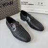 Весна 2025 новая мужская обувь кожаные плетеные лоферы слипоны ленивые туфли бини мужская повседневная кожаная обувь тренд