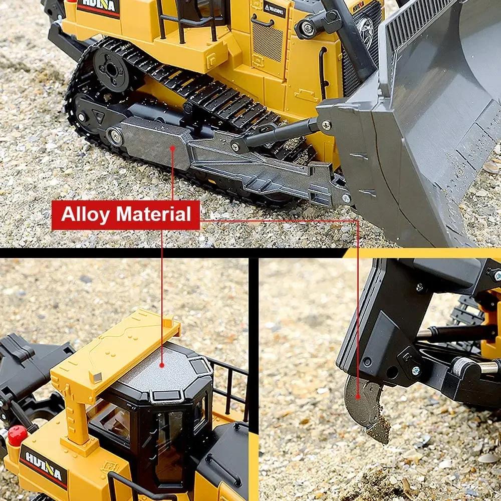 Huina 1554 1/16 RC Бульдозер Гусеничный Грузовик 11-канальный Пульт Дистанционного Управления Строительная Машина Со Светом Бульдозер Детские Игрушки Рождественский Подарок