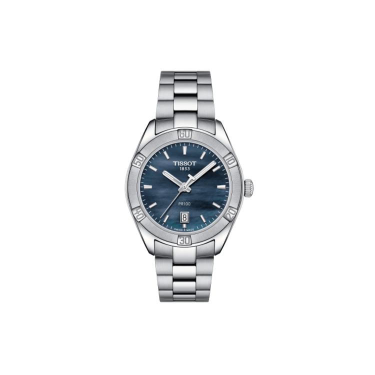 Tissot Коллекция PR100 Кварцевый механизм Календарь Женские часы 36 мм Синий циферблат T101.910.11.121.00 T101.910.11.121.00