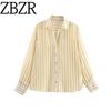 Za Autumn New Women Clothes 2025 Western Style Fashion Design Sense Stripe Loose Long Sleeve Shirts 3564161