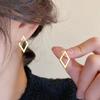1 Pair Women Geometric Rhombus Earrings Hypoallergenic Lightweight Minimalist Statement Earrings Hollow Square Front Back Metal Stud Earrings Jewelry