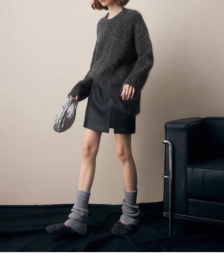 Женская ретро кожаная юбка А-силуэта с разрезом - Маленькая летняя коллекция 2025