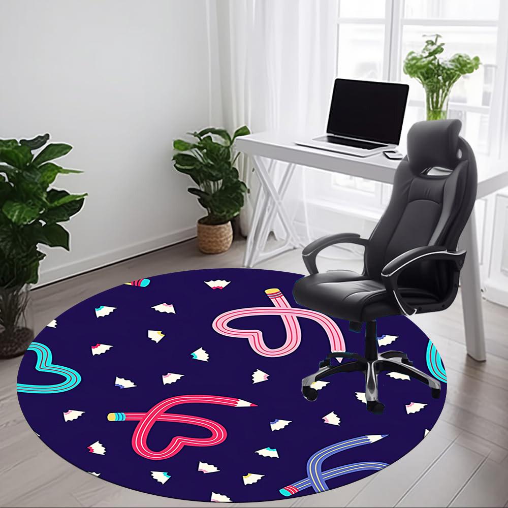 1pc Pencils Office Round Rug, Non-slip, Soft and Durable Office Rug for Interior Decoration, Perfect for Office, Beautiful Decoration yy260323039