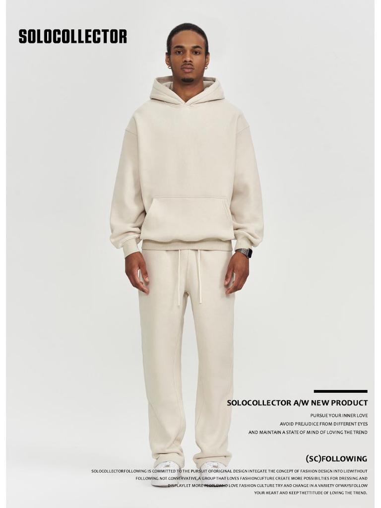 Мужское худи оверсайз на флисовой подкладке 2025 - Однотонное, Толстое, Уличная куртка для зимы/осени