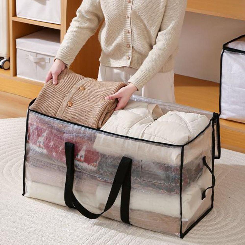 2Pcs Double Zipper Transparent Storage Bag Large Capacity Dustproof Moving Luggage Bags Reusable Waterproof