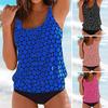 Женский комплект из 2 предметов танкини с U-образным вырезом, без рукавов, с принтом в горошек, с завязками по бокам, плавки, комплект, быстросохнущий купальник