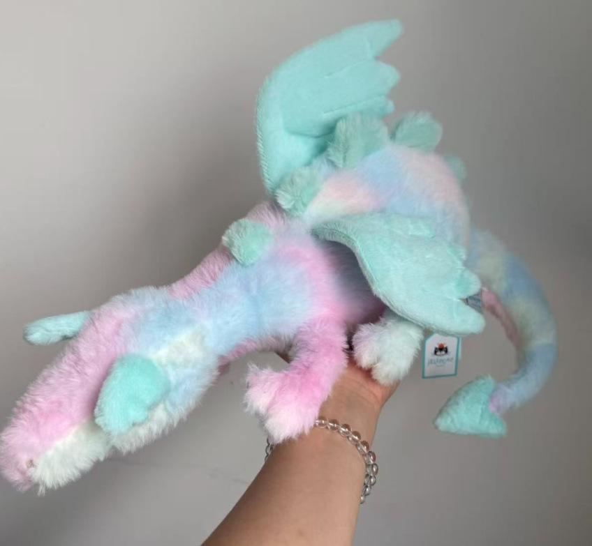 JC Cute Soft Snow Dragon Plush Toy Collection - Pink, Purple, Black, and Gold Lying Dragons