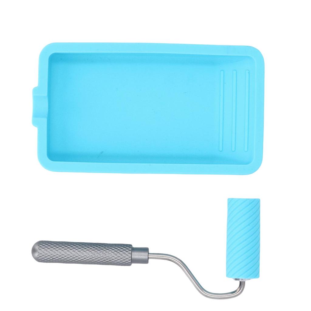 Silicone Paint Roller and Tray Set Reusable Soft Adhesive Latex Roller and Tray for Woodworking Crafts