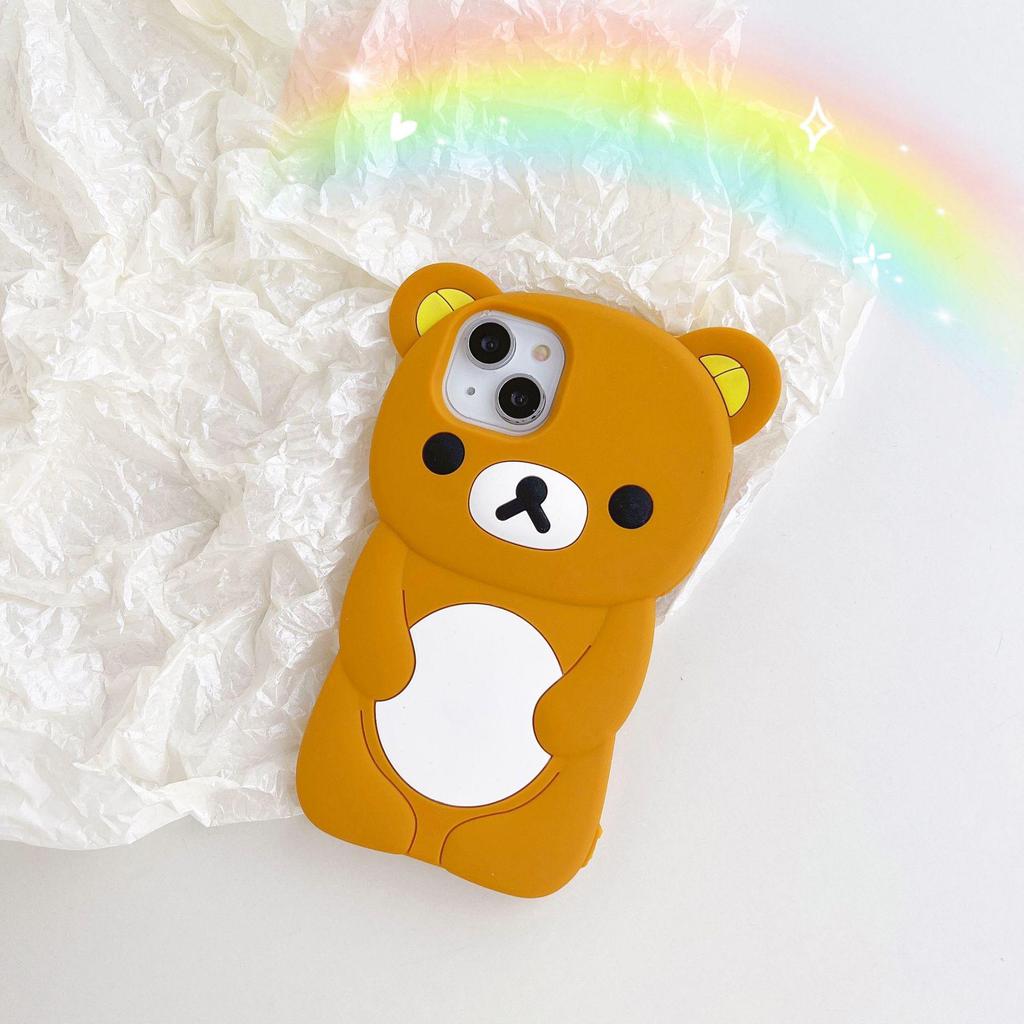 Rilakkuma 3D Силиконовый Чехол Полной Покрываемости для iPhone 11/12/13/14/15/Pro/Max