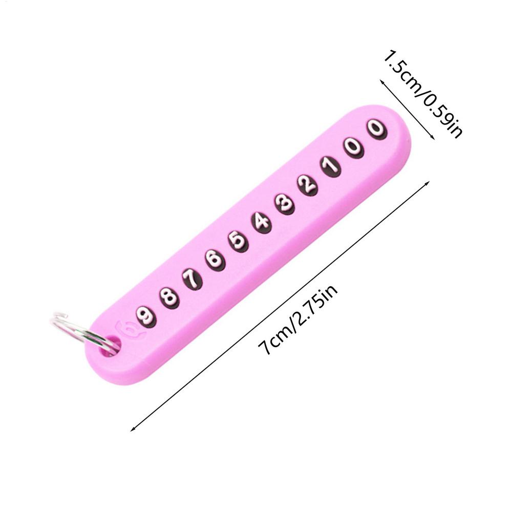 10 Colors Anti-Lost Phone Number Plate Car Keychain Pendant Auto Vehicle Card Keyring Key Chain for Men and Women