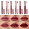 Набор помад Velvet Matte Nude, стойкий насыщенный пигмент, набор блесков для губ в форме капсулы, подарочная коллекция для женщин/девушек (6шт жидкая помада)