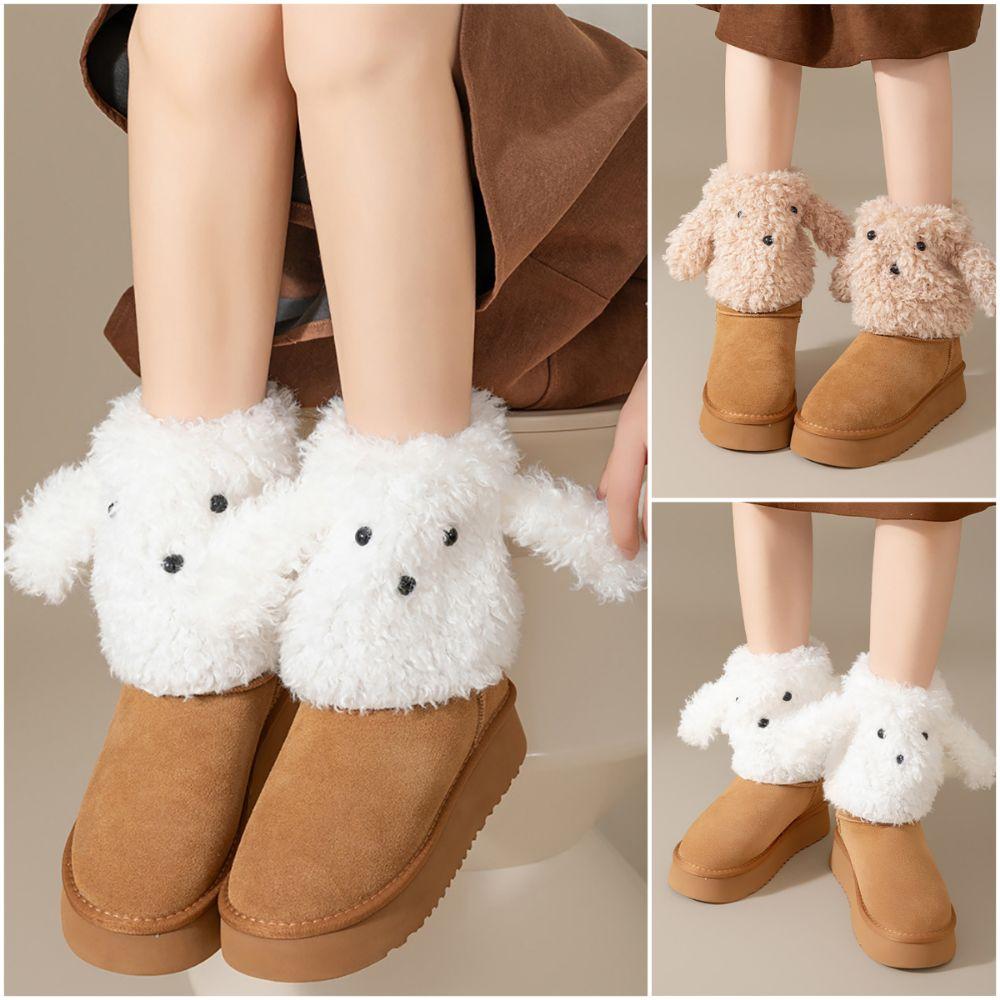 1 Pair Cartoon Dog Ankle Covers White Coffee Calf Mid Socks Creative Leg Warmers  autumn and winter