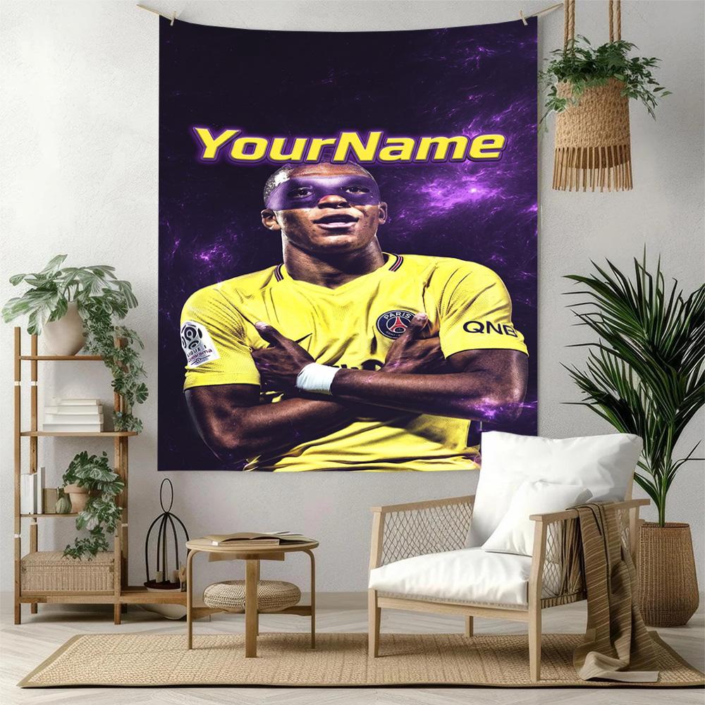 Mbappe Custom Your Name Wall Decor Tapestry Art For Pet Memorial Birthdaywedding Party Backdrop Family Gift