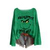 Women's Round Neck Lightweight Sweater Casual Long Sleeve Christmas Print Knit Pullover.