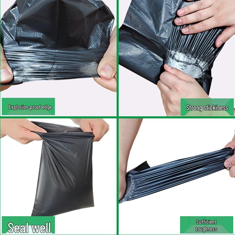 Shuye Ultralight Black Courier Bag: Waterproof & Embossed for Clothing and E-commerce Logistics