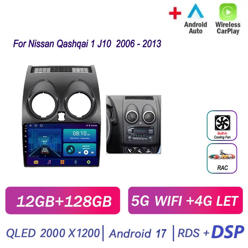 Для Nissan Qashqai 1 J10 2006 - 2013 Автомагнитола Android 17 Мультимедийный Плеер Стерео Навигация GPS DVD Авто CarPlay Беспроводной WiFi