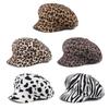 Y2K Leopard Print Octagonal Hat Spot Peaked Cap Cute Women Beret  Ladies